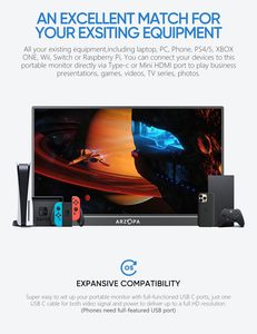 Monitores para juegos A1M 17,3 P de 1080 pulgadas, monitores de espejo LCD para exteriores, segunda pantalla, Monitor portátil de 60Hz para ordenador portátil y <span class=keywords><strong>PC</strong></span> - Product Image 6