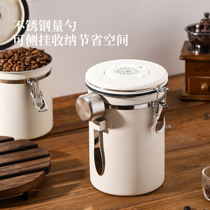 ภาชนะเก็บเมล็ดกาแฟสแตนเลส 304 ทรงกระบอก ฝาปิดแบบหนีบ พร้อมช้อนตวง - Product Image 4