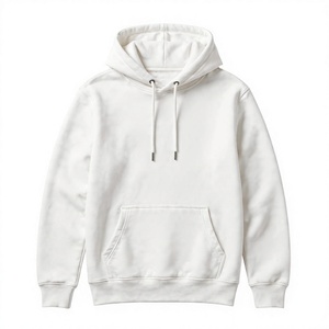 Sweat-shirt à capuche en molleton blanc pour homme, motif dessin animé brodé, coupe classique, pull décontracté avec poche, 100 % coton, idéal pour le printemps - Product Image 1