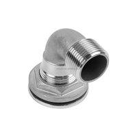 Raccord traversant angulaire en acier inoxydable 316 pour baignoires avec raccord de tuyau de 19 mm et filtre
