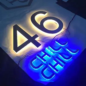 Hotel Room Number Customized 3D Led Lighted Address Signage House Numbers Stainless Steel Hotel Room Floor Number Led Logo Signs