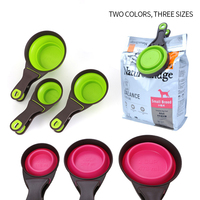Cuillère doseuse pour nourriture pour chien en silicone 4 en 1 personnalisée en usine, pliable et repliable avec clip pour sac, bols et mangeoires pour animaux de compagnie