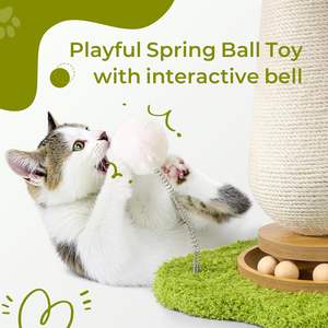 Griffoir pour chat en forme de champignon avec piste interactive pour balles et jouets à ressort, griffoir en sisal durable et mignon pour chat d'intérieur - Product Image 5