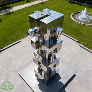 Senzhao - Escultura de Acero Inoxidable Geométrica Grande de Arte Abstracto Moderno Personalizada, Escultura de Metal - Product Image 1