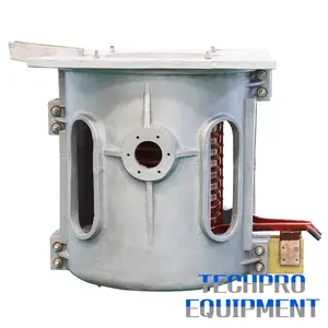 Horno de fundición de metal TECHPRO de 250kg, horno de fusión por inducción para fundición de hierro, aluminio y cobre