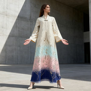 Abaya élégante en polyester avec broderie personnalisée de qualité supérieure pour femmes musulmanes, robe de cérémonie en gros - Product Image 3