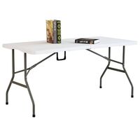 Ensemble de table et chaises de jardin rectangulaires pliantes modernes et robustes en HDPE blanc pour 10 personnes, 6 pieds et 8 pieds, vente en gros