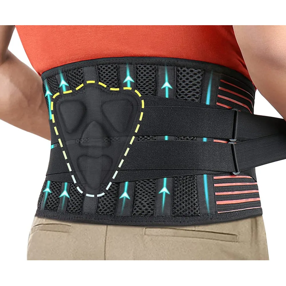 חגורת תמיכה מותנית מתכווננת FSPG עם 6 לוחות פלדה כרית מותנית תמיכת גב תחתון מותני להקלה על כאבים