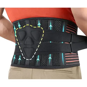 حزام FSPG قابل للتعديل لدعم الخصر مع 6 أقراص فولاذية وسادة قطنية لدعم الجزء السفلي من الظهر لتخفيف الألم