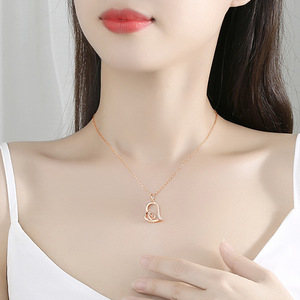 Regalos personalizados <span class=keywords><strong>para</strong></span> el día de la madre, collar, joyería, Plata de Ley 925, chapado en oro rosa, cromo, corazón, abrazo, collar, colgante - Product Image 3