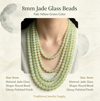 Perles en verre imitation jade de 8 mm, écologiques, aspect jade brillant, perles intercalaires lâches pour la fabrication de bijoux DIY (bracelets, colliers)