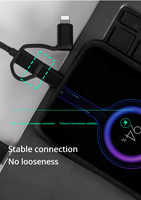 Compatible avec Huawei, Apple et Android, adaptateur de câble de données pour téléphone à charge rapide 3 en 1, câble de charge un-vers-trois