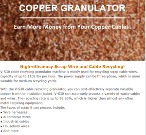Kupferdraht-Zerkleinerung maschinen Draht granulat Abfalls chrott kabel Recycling Kupfer brecher Elektrische Drahts chl eifer Vaner Machinery - Product Image 3