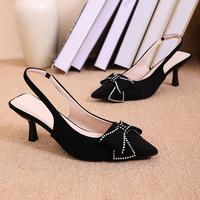 Nouvelle Arrivée Chaussures à Talons Hauts Élégantes pour Femmes Talons Fins Nœud Papillon Diamanté Tige de Chaussure à Pois Mode Soirée Bureau et Quotidien Dame PDJ-08