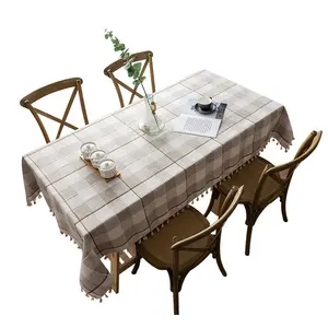 Tovaglia da tavola in lino di cotone impermeabile rettangolare in tessuto stile europeo diretto in fabbrica di Hotel fantasia all'ingrosso per sala da pranzo