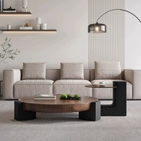 Table basse moderne portable en acier inoxydable avec base réglable en hauteur, rangement en bois, meubles de salon pour la maison et l'hôtel