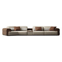 Canapé en cuir véritable minimaliste moderne, ensemble de canapés de salon de luxe italien haut de gamme, structure en bois, finition mate, avec rangement
