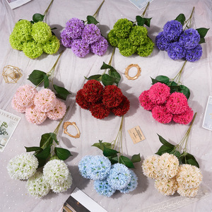 Bouquet de fleurs artificielles d'hortensia à 5 têtes en soie, pour décoration de mariage et de maison, respectueux de l'environnement, moulage par injection - Product Image 1