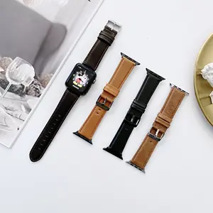 Boucle magnétique en cuir véritable pour Apple watch série 4/3/2/1, 38mm, 42mm, 40mm, 44mm, nouveau