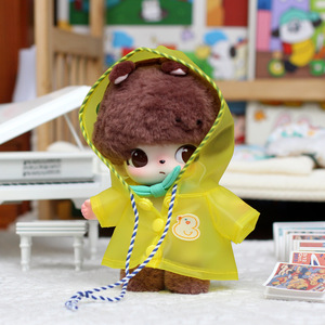 Dimoo Doll Clothes <b>Vinyl</b> Plush Keychain <b>Raincoat</b> Green Hooded Summer Outfit For Small Pendant Toys - Product Image 2