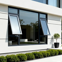Ventanas Modernas de Aluminio para Villa, con Rotura de Puente Térmico, Aislamiento Acústico, Personalizadas, Abatibles Horizontales, de Doble Hoja, con Barras de Seguridad y Eficiencia Energética