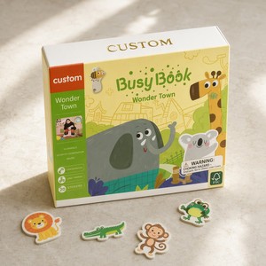 Livre d'activités Montessori en bois personnalisé Wonder <span class=keywords><strong>Town</strong></span>, jeu d'association d'animaux du zoo magnétique et silencieux, livre éducatif d'apprentissage - Product Image 4
