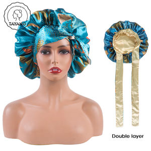 Tresse cheveux bord foulards tête nuit bonnets de couchage tache soie cravate cheveux tresses enveloppes Double face femmes Bonnet - Product Image 3