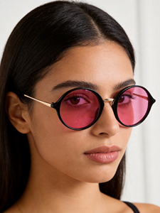 OEM New Arrival Women's Retro Round Sunglasses Plastic Frame Metal Temple UV400 Protection Outdoor,Custom logo,Color Optional - Product Image 1