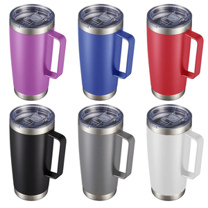20oz Mỹ phong cách cách nhiệt chân không Flask thép không gỉ kim loại bia Mug với nhiều nắp đậy và xử lý cho cắm trại - Product Image 1