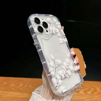 Luxe Blanc Fleur Imprimer Crème Glacée Vague Bord Silicone TPU Housse de Téléphone Portable pour Iphone X Xr Xs Max 11 12 13 14 15 16 17