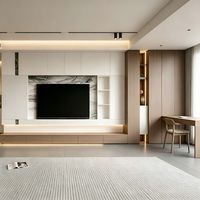 Muebles de Sala de Estar Modernos Personalizados, Mueble para TV con Iluminación LED y Detalles en Mármol, Juego de Muebles de Sofá a Juego para Sala de Estar