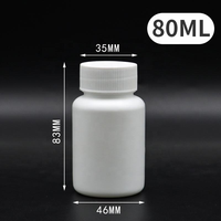 Bouteille de pilules et de vitamines en HDPE blanc opaque recyclable et écologique de 80 ml avec logo personnalisé, sérigraphiée, pour emballages médicaux de capsules