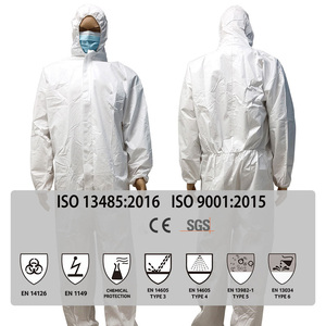 Combinaison médicale jetable & SMS 50 Type 56 Combinaison 40Gsm pour homme Combinaison jetable blanche réfléchissante - Product Image 2