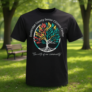 Camiseta del Centro para Personas Mayores de Doddridge County con diseño frontal premium y logotipo de árbol comunitario - Product Image 3