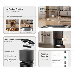 Distributeur automatique <span class=keywords><strong>de</strong></span> nourriture pour chat Elecpet 4L noir avec caméra vidéo 720p, WiFi 2.4G, enregistreur vocal intelligent, contrôle par application - Product Image 5