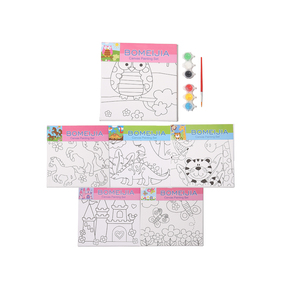 BOMEIJIA 20*20cm 6 Couleurs Peinture Acrylique Kit Toile DIY pour Enfants avec Pinceau pour Cadeau de Peinture Scolaire - Product Image 6
