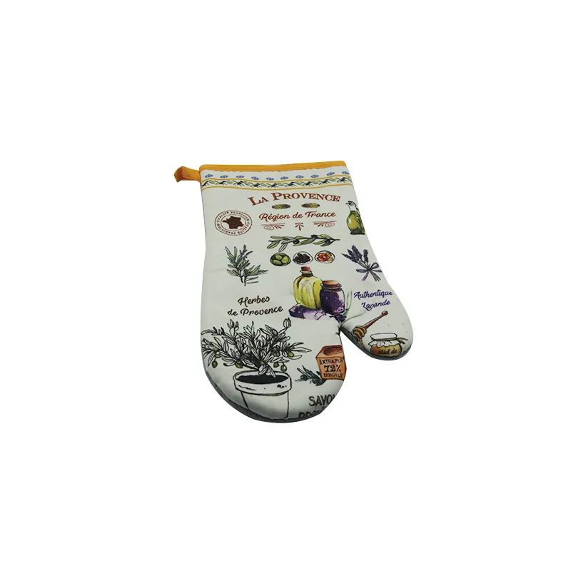 La Provence Painted yellow Cheap Mittens BBQ Grilling Cooking Oven Gloves With Heat Resistant Pot Holders