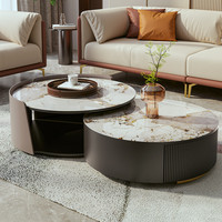 Table basse italienne moderne de luxe, nouveaux meubles chinois pour le salon, nouveau design rond à vent crème