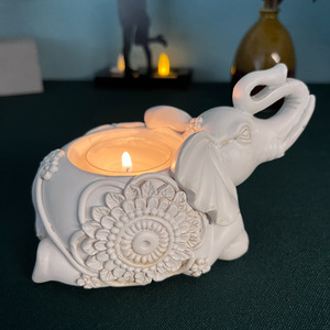 Bougeoirs animaux dorés Sculpture d'éléphant Bougie chauffe-plat <span class=keywords><strong>Bougeoir</strong></span> Déco Petits bougeoirs Bon cadeau porte-bonheur - Product Image 4