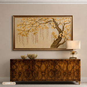 Arte Mural HALO Vietnam Gold Leaf Art Deco, Pintura de Lámina Metálica Hecha a Mano, Lujo, OEM ODM, Multipieza, para Proyectos de Hoteles, Villas y Oficinas - Product Image 3