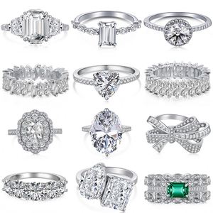 Sparkle Fashion S925 Silver <b>Rings</b> Jewelry Women Diamond Moissanite 8A Crushed <b>Iced</b> Out Cut Zirconia Wedding Engagement <b>Ring</b> - Product Image 6