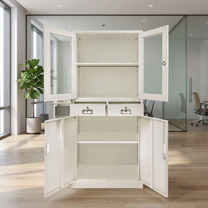Armadio Archivio in Metallo Resistente con Porta in Vetro, 2 Cassetti e Serratura <span class=keywords><strong>per</strong></span> <span class=keywords><strong>Ufficio</strong></span> - Product Image 2