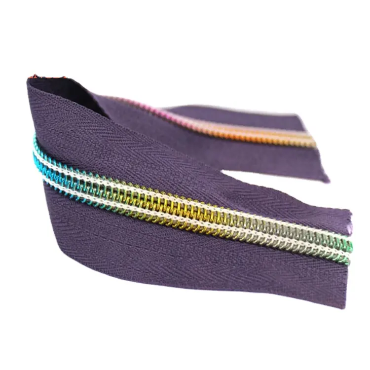 Colored Teeth Nylon Tape Zip Zipper