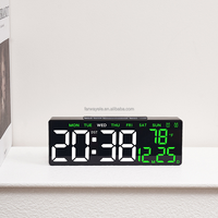 Réveil numérique LED YIDA TIME avec affichage de la date, de la semaine et de la température, double alarme, minuterie de compte à rebours, sortie USB pour la charge