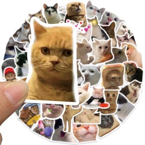 50PCS Funny Cat Meme Stickers Set Étanche, pour Scrapbooking, Bricolage Artisanat, Ordinateurs Portables, Étuis de Téléphone - Product Image 3