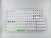 Jeu de Mahjong américain avec tapis, 160 tuiles de luxe en acrylique vert gravé à 4 couches de 32 mm, style Lotus Zen