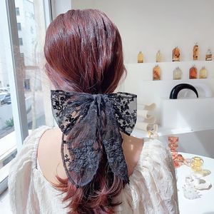 Horquilla de malla Mori de hada para mujer, estilo bosque, bordado en blanco y negro, lazo elástico para el cabello, lazo de encaje, pinza para el cabello, accesorio para el cabello - Product Image 4