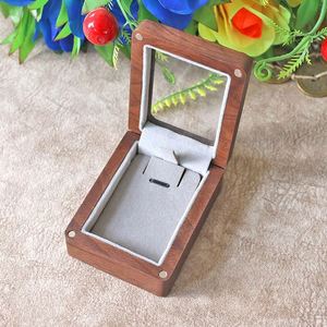Luxury Wooden Handicraft Gift Box Walnut Rectangular Jewelry Box with <b>Acrylic</b> or <b>Mirror</b> Lid - Product Image 5