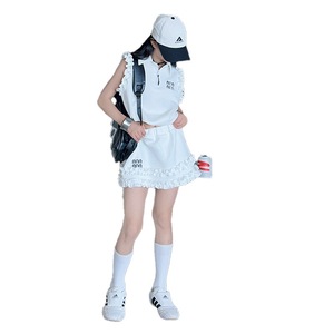 Nouvelle mode décontractée 2 pièces blanc sans manches volants lettre worested tissu adolescents <span class=keywords><strong>fille</strong></span> ensemble de vêtements - Product Image 4