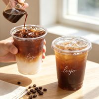 Gobelets en plastique PET transparents imprimés avec logo personnalisé, gobelets durables pour boissons quotidiennes, café, thé boba, smoothies